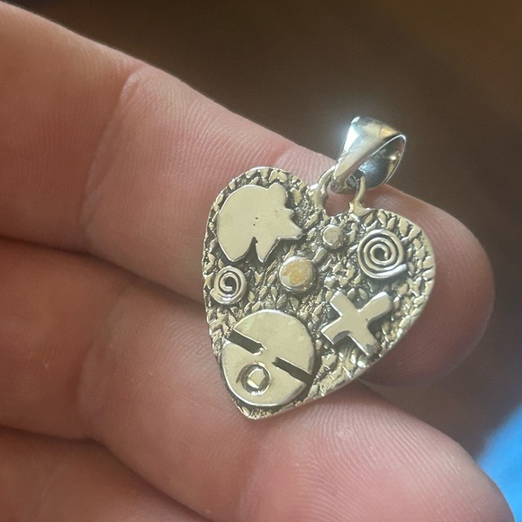 STERLING SILVER NATIVE AMERICAN SW PICTO STORY TELLER SUNGOD BEAR PENDANT .925 - Picture 9 of 10